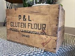 Antique Wooden Crate P & L Pieser Livingston Flour Chicago Illinois Wood Box