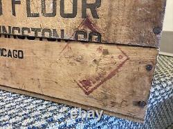 Antique Wooden Crate P & L Pieser Livingston Flour Chicago Illinois Wood Box