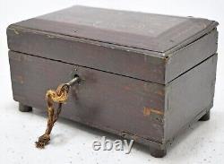 Antique Wooden Perfume Bottles Jewellery Box Original Hand Crafted Brass Inlaid