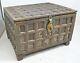 Antique Wooden Very Fine Geometrical Dowry Storage Box Original Old Hand Crafted