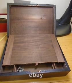 Antique Wooden Writer's Box Approx. 12 x 8 x 4 Purple Lined with Lock Parts