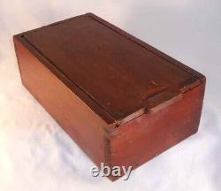 Antique Yellow Pine Wooden Primitive Candle Box with Slide Lid Red Wash Finish