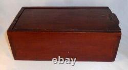 Antique Yellow Pine Wooden Primitive Candle Box with Slide Lid Red Wash Finish