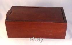 Antique Yellow Pine Wooden Primitive Candle Box with Slide Lid Red Wash Finish