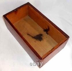 Antique Yellow Pine Wooden Primitive Candle Box with Slide Lid Red Wash Finish