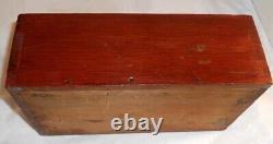 Antique Yellow Pine Wooden Primitive Candle Box with Slide Lid Red Wash Finish