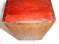 Antique Yellow Pine Wooden Primitive Candle Box with Slide Lid Red Wash Finish