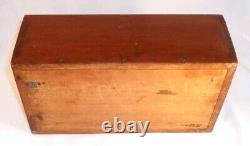 Antique Yellow Pine Wooden Primitive Candle Box with Slide Lid Red Wash Finish