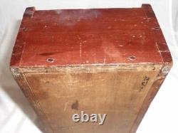 Antique Yellow Pine Wooden Primitive Candle Box with Slide Lid Red Wash Finish