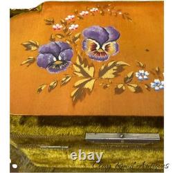 Antique victorian silk embroidered flowers birds velvet Jewelry box 19th