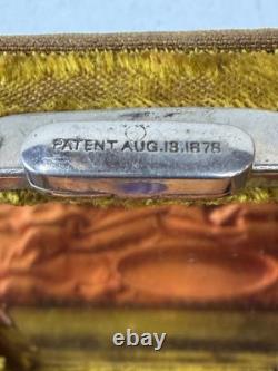 Antique victorian silk embroidered flowers birds velvet Jewelry box 19th