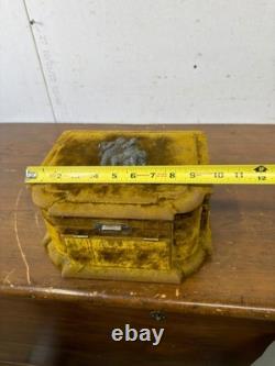 Antique victorian silk embroidered flowers birds velvet Jewelry box 19th