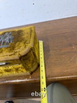 Antique victorian silk embroidered flowers birds velvet Jewelry box 19th