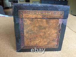 Antique vintage tea caddy english tunbridge box inlaid burl 1850 victorian