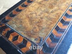 Antique vintage tea caddy english tunbridge box inlaid burl 1850 victorian