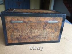 Antique vintage tea caddy english tunbridge box inlaid burl 1850 victorian