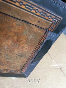 Antique vintage tea caddy english tunbridge box inlaid burl 1850 victorian Antique vintage tea caddy english tunbridge box inlaid burl 1850 victorian