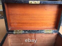Antique vintage tea caddy english tunbridge box inlaid burl 1850 victorian