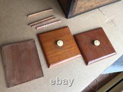 Antique vintage tea caddy english tunbridge box inlaid burl 1850 victorian