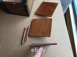 Antique vintage tea caddy english tunbridge box inlaid burl 1850 victorian