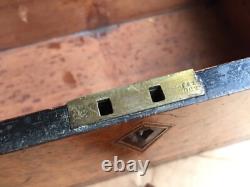 Antique vintage tea caddy english tunbridge box inlaid burl 1850 victorian