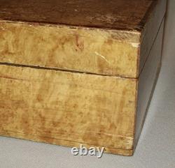 Antique vtg Early 19th C Folk Art School Girl Box Academy Paint Decorated Beauty