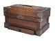 Antique Walnut Jewelry Box Documents Collectors Brass Folk Art 1900s Compartment