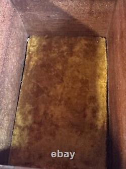 Antique walnut jewelry box documents collectors brass folk art 1900s compartment