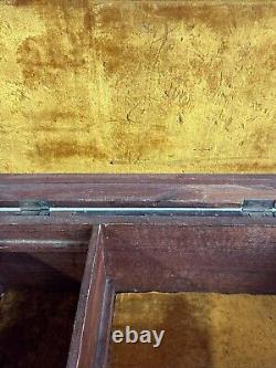 Antique walnut jewelry box documents collectors brass folk art 1900s compartment