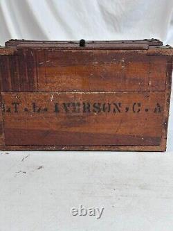 Antique walnut jewelry box documents collectors brass folk art 1900s compartment