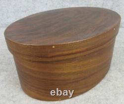 Artist SIGNED Handcrafted 2008 Vintage Shaker Style Wood Oval Lidded Storage Box