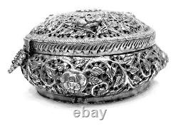 Asian Vintage Art Hand Carved Silver Coated Box Metal Box For Gift & Home Deco