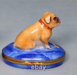 Astoria LIMOGES FRANCE Vintage Bulldog Bull Dog TRINKET BOX Porcelain Limited