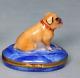 Astoria Limoges France Vintage Bulldog Bull Dog Trinket Box Porcelain Limited