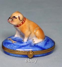 Astoria LIMOGES FRANCE Vintage Bulldog Bull Dog TRINKET BOX Porcelain Limited