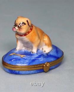 Astoria LIMOGES FRANCE Vintage Bulldog Bull Dog TRINKET BOX Porcelain Limited