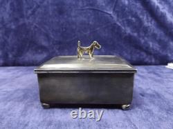 Beautiful Antique Trinket Box Sterling Terrier Design Exc Cond