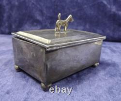 Beautiful Antique Trinket Box Sterling Terrier Design Exc Cond
