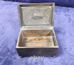 Beautiful Antique Trinket Box Sterling Terrier Design Exc Cond