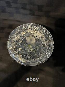 Beautiful Vintage Cut Crystal Round Dresser Trinket, Large Jewelry Hinged Box