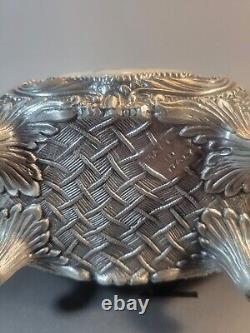 Beautiful Vintage Intricate Italian Mod DEP Pewter Trinket Box Porcelain Gold