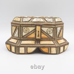 Beautiful Vintage Moroccan Camel Bone, Brass and Copper Jewelry Box