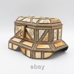 Beautiful Vintage Moroccan Camel Bone, Brass and Copper Jewelry Box