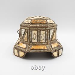 Beautiful Vintage Moroccan Camel Bone, Brass and Copper Jewelry Box