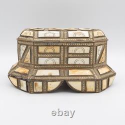 Beautiful Vintage Moroccan Camel Bone, Brass and Copper Jewelry Box