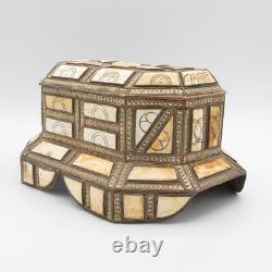 Beautiful Vintage Moroccan Camel Bone, Brass and Copper Jewelry Box