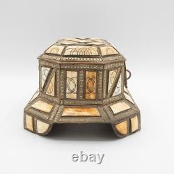 Beautiful Vintage Moroccan Camel Bone, Brass and Copper Jewelry Box