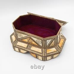 Beautiful Vintage Moroccan Camel Bone, Brass and Copper Jewelry Box