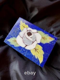 Beautiful vintage one of a kind lapis lazuli inlaid Pietra Dura lidded box