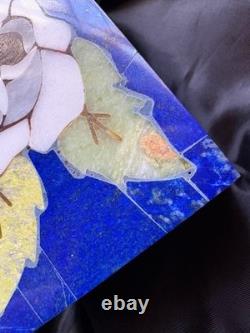 Beautiful vintage one of a kind lapis lazuli inlaid Pietra Dura lidded box